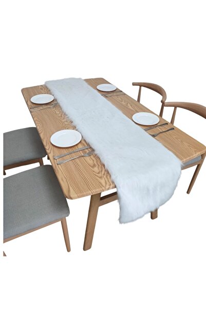 OEM Fata de masa din blana artificiala alba, design modern, ocazii festive, 3...