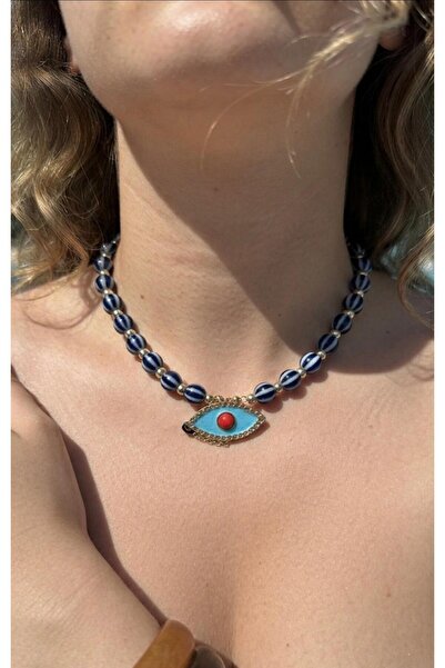 alysa jewelry Women's Blue Glass Bead Summer Necklace