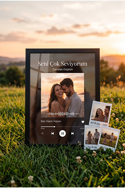 ÇELİKLER HEDİYE Kişiye Özel Spotify Kodlu Fotoğraflı Çerçeve Şarkılı Sevgiliy...
