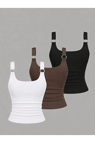 Machetta Women's Ring Detailed 3-Piece Lycra Basic Blouse