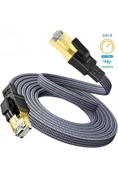 HI-LINK Hi Link Flat Braided Cat8 10 Meter Ethernet Cable High Speed 40Gbps 2...