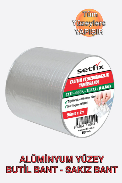 Setfix Alüminyum Kaplı Butil Tamir Bandı, 96 mm x 2 mt / Çatı, Oluk, Balkon, ...