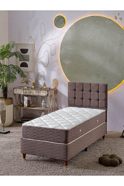 beehanem Bengü Baby Face Kumaş Yatak + Başlık + Baza Seti 100x200 Kahverengi ...