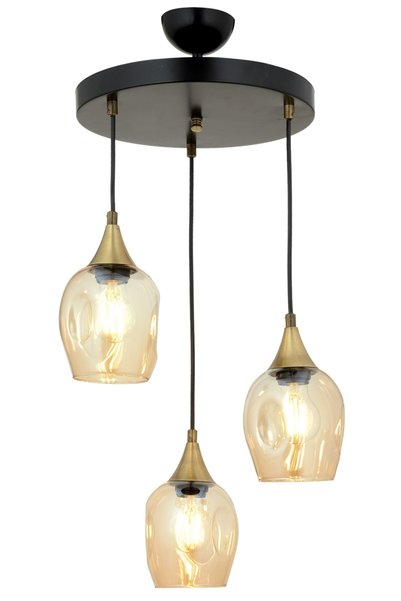Avonni AV-65234-3T-BSY Siyah Boya Modern Avize E27 Metal Cam H: 75 cm, Ø: 40 cm