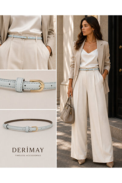 DERİMAY Elegantly Designed Thin 1 cm Women's Belt with Minimal Buckle, Compat...
