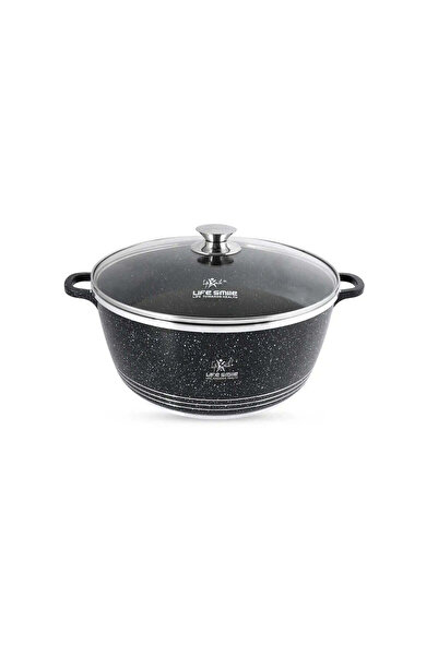 Lifesmile Life Smile 32 cm Oven-Safe Granite Coating Cooking Pot with Glass L...