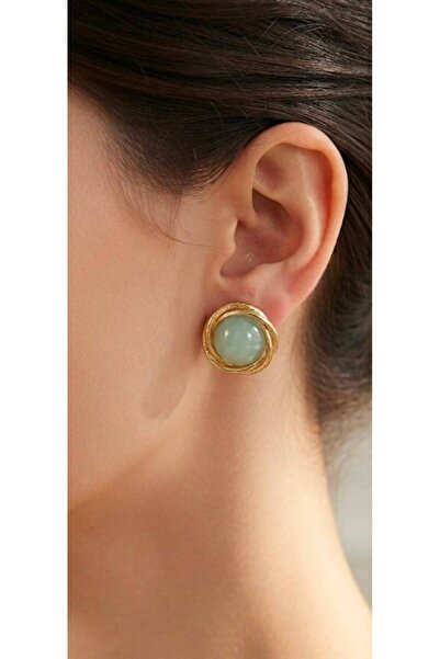 alysa jewelry Women's Gold Detailed Mother-Of-Pearl Earrings
