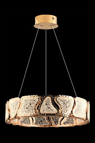 Avonni AV-7015-8002-60 Gold Kaplama Klasik Avize LED Metal Kristal H: 100 cm,...