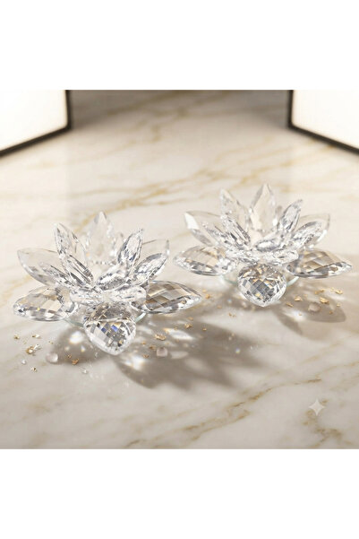 HİLALKRİSTAL LÜKS KRİSTAL LOTUS 2 Lİ MUMLUK