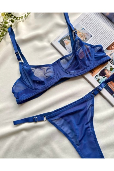 Transparan Tül Sütyen Tanga Takım – Minimal Seksi İç Giyim
