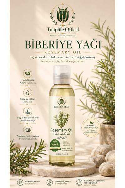 Tuliplifeoffical Biberiye Yağı 118 ml | Saç ve Saç Derisi Bakımı İçin %100 Sa...