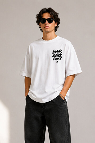 BAGAND Premium T-Shirt Limits Days Exist Printed Oversize White Unisex T-Shirt