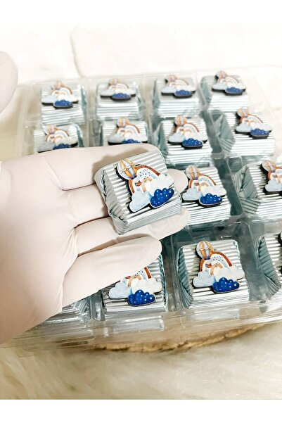 Sweet Story 50 Adet (yaklaşık 1 Kg) Gökkuşaklı Ahşap Figürlü Erkek Bebek Hoşg...