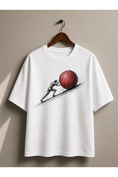ANEMOS Wear تي شيرت أبيض مطبوع للجنسين - تصميم متميز للجهد والتحدي، طباعة DTF...