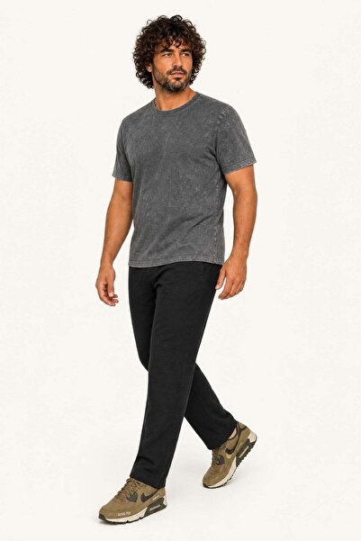 Starbattal Men's Large Size Linen Trousers with Side Pockets 11931 Black