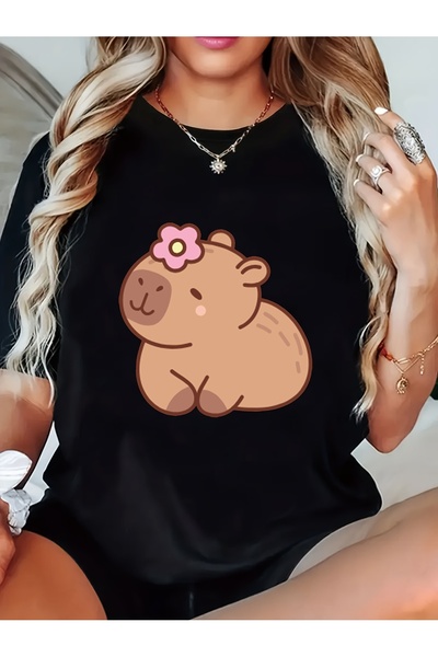 En22 Women's Black Casual T-Shirt Soft Tee with Round Neck & Short Sleeves fo...