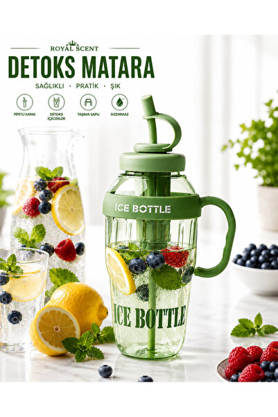 royalscent Royal Scent Detox Water Bottle with Straw, Ice Bottle, Carrying Ha...