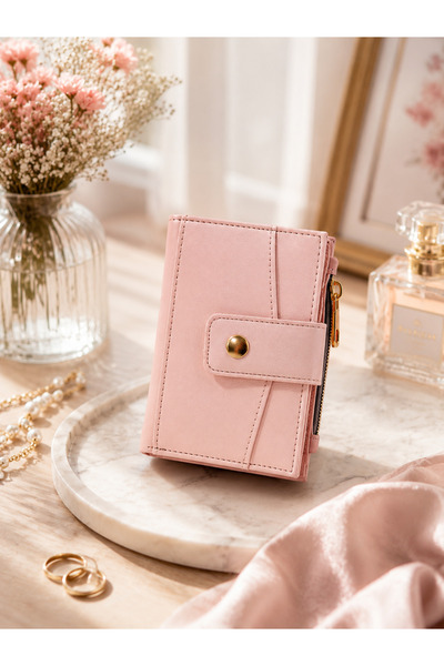 UCCELLO Women's Powder-Colored Wallet with Card Compartments, Zipper, Coin Po...