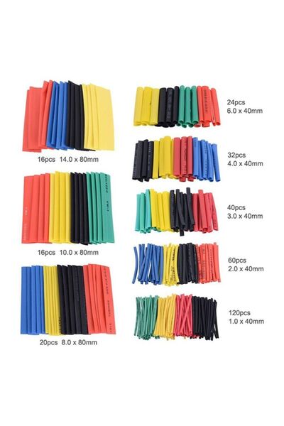 DARO Set de 328 de bucati tub termocontractabil (shrink tube) 8 marimi, 5 cul...
