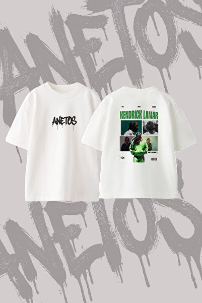Anetos Kendrick Lamar_19 Design Back Printed Cotton White Oversize T-Shirt