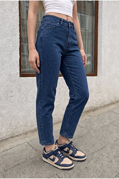 BİKELİFE Women's High Waist Stretch Denim Fabric Mom Fit Jeans
