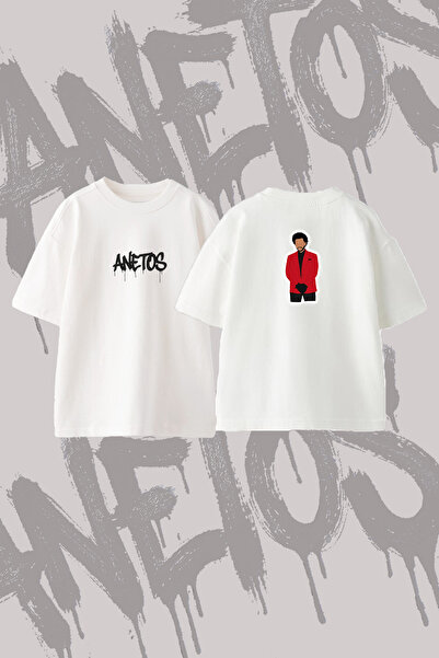 Anetos تي شيرت The Weeknd_21 ذو تصميم مطبوع من الخلف مصنوع من القطن باللون ال...