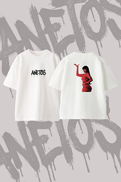 Anetos Megan Thee Stallion_22 Design Back Printed Cotton White Oversize T-Shirt