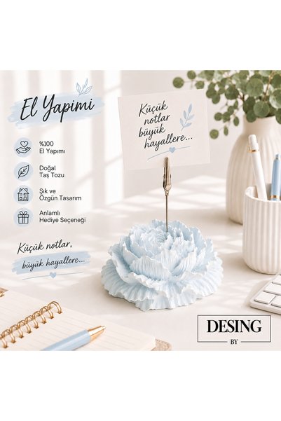 DESING BY El Yapımı Taş Tozu Şakayık Çiçeği Not Tutucu