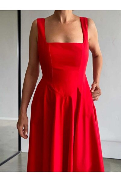 FK PYNAPPEL Waist Flounce Poplin Midi Dress