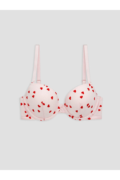 LC Waikiki Peak New Season Wired Padded Heart Patterned T-Shirt Bra