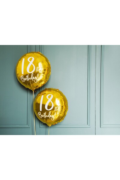 Partydeco Balon Folie Auriu La Mulți Ani la 18-a Aniversare, 43cm, FB24M-18-019