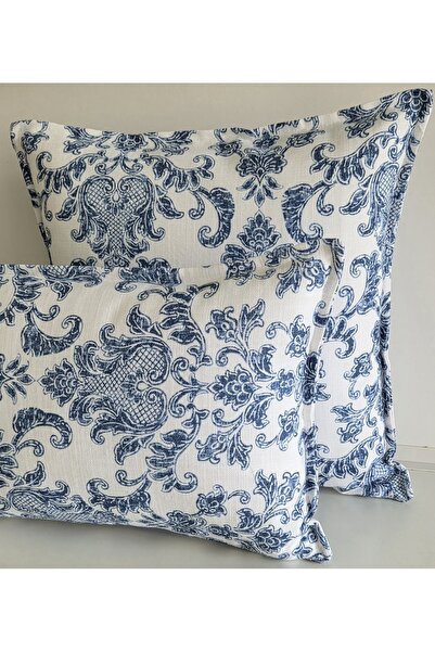 Fabric by Gülçin KETEN PAMUKLU DOKU KUMAŞ BEYAZ-MAVİ ELEGANCE MARİN DESEN KIR...