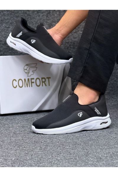 Comfort Bağsız Düz İpliksiz Rahat Günlük Kolay Kullanım Ayakkabı Spor-Siyaha ...