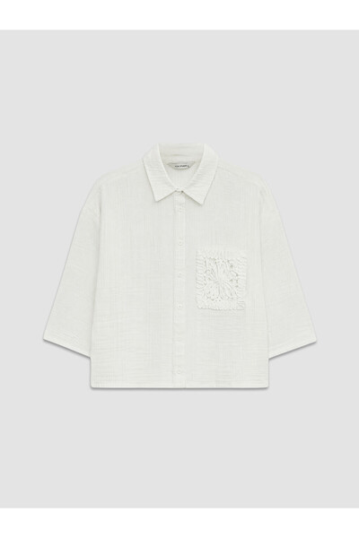 LC Waikiki Cămașă de damă din poplin brodată, croială oversize
