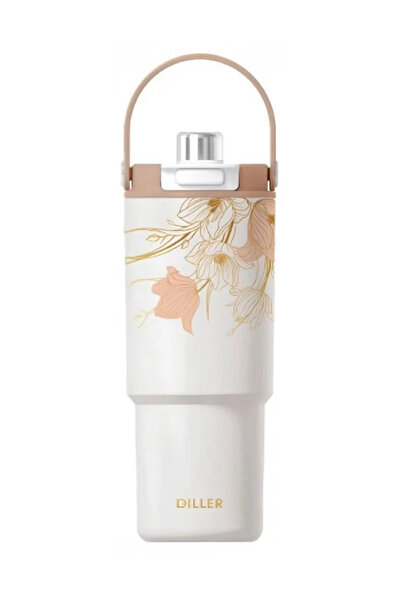 DILLER 880ml Cute Patterned Tumbler With/Without Straw Stainless Steel Thermo...