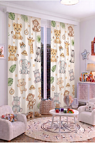 EFSANE PET 140X260 cm 2 Wings Baby Kids Room Background Curtain Patterned Dec...