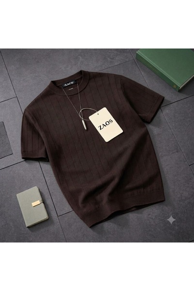 zs zaos fashion Men's Short-Sleeved Summer Knitwear T-Shirt High-Quality Basi...