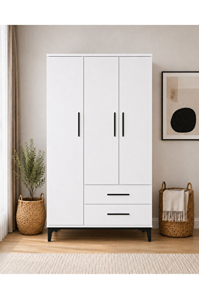ORİDA HOME Nova 3 Kapaklı 2 Çekmeceli Dolap Beyaz Yükseklik 192 Cm