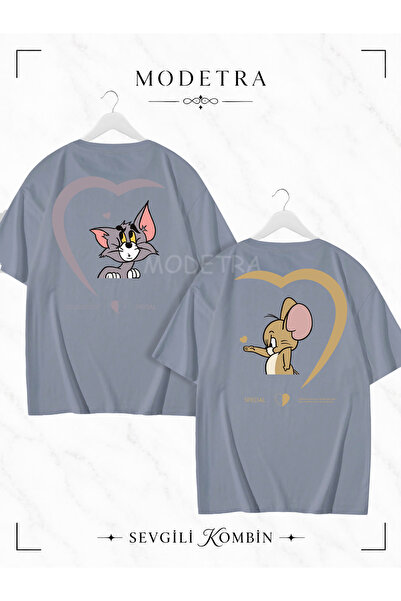 Modetra Women Men Unisex Tom and Jerry Heart Printed Back Printed Lover Coupl...