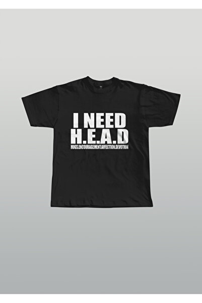 LUMSHİNE Oversize I Need Head Printed Crew Neck T-Shirt