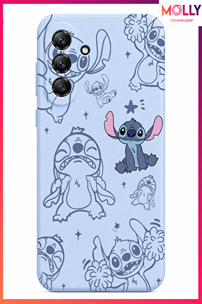 Molly SAMSUNG GALAXY A57 İçin Bebe Mavisi Stitch Tatlı Çılgınlık Desenli Sili...
