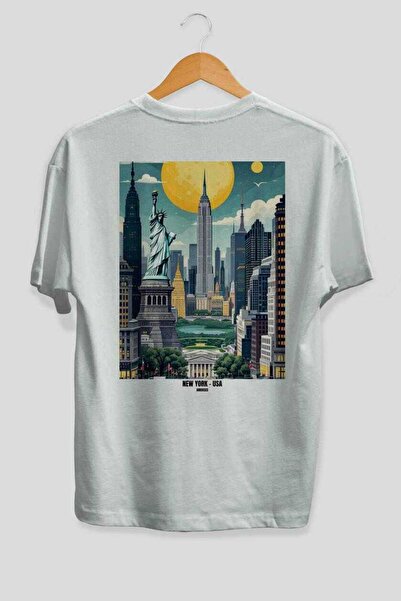 Ankhises Νέα Υόρκη ΗΠΑ 2 Λευκό Oversize Country City T-shirt με στάμπα στην π...