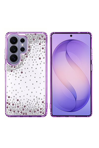 zore Galaxy S26 Ultra Kılıf Kamera Yükseltili Simli Damla Taşlı Silikon NXXA