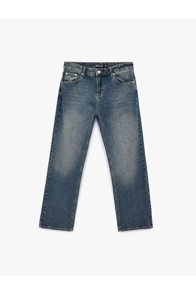 Koton Cotton Lu Normal Waist Pocketed Vintage Straight Fit Jean Pants