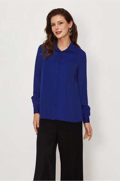 Alvina Shirt Collar Bluz 46676