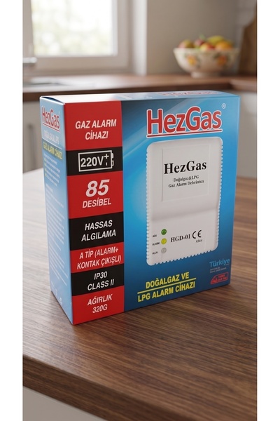 HEZGAS HGD-01 Doğalgaz Ve LPG Gaz Alarm Cihazı 220V Kontak Çıkışlı 85 dB
