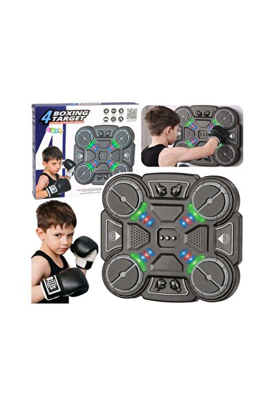 LEAN Țintă interactivă de box cu muzică și lumini LED, 4 zone de lovire, 3 vi...