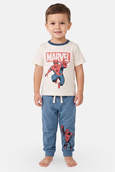 Marvel Toddlers Boy 2Pcs Spiderman Print T-Shirt And Pants Pyjama Set, Multic...