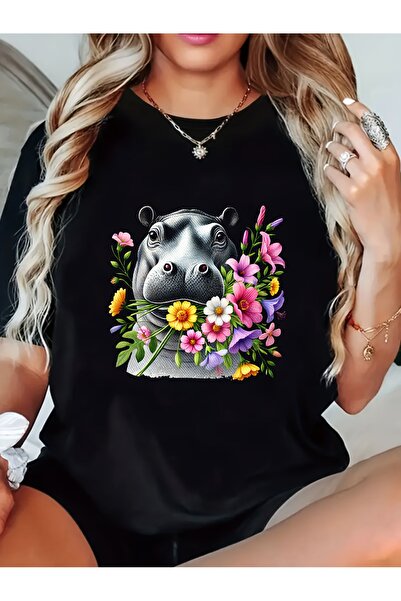 212Wear تي شيرت نسائي مطبوع بأكمام قصيرة - بلوزة شبه شفافة بياقة دائرية، قميص...