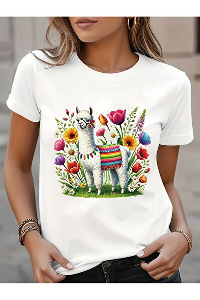 212Wear Women'S Alpaca Graphic T-Shirt, Soft cotton Knit Fabric, Casual Crew ...